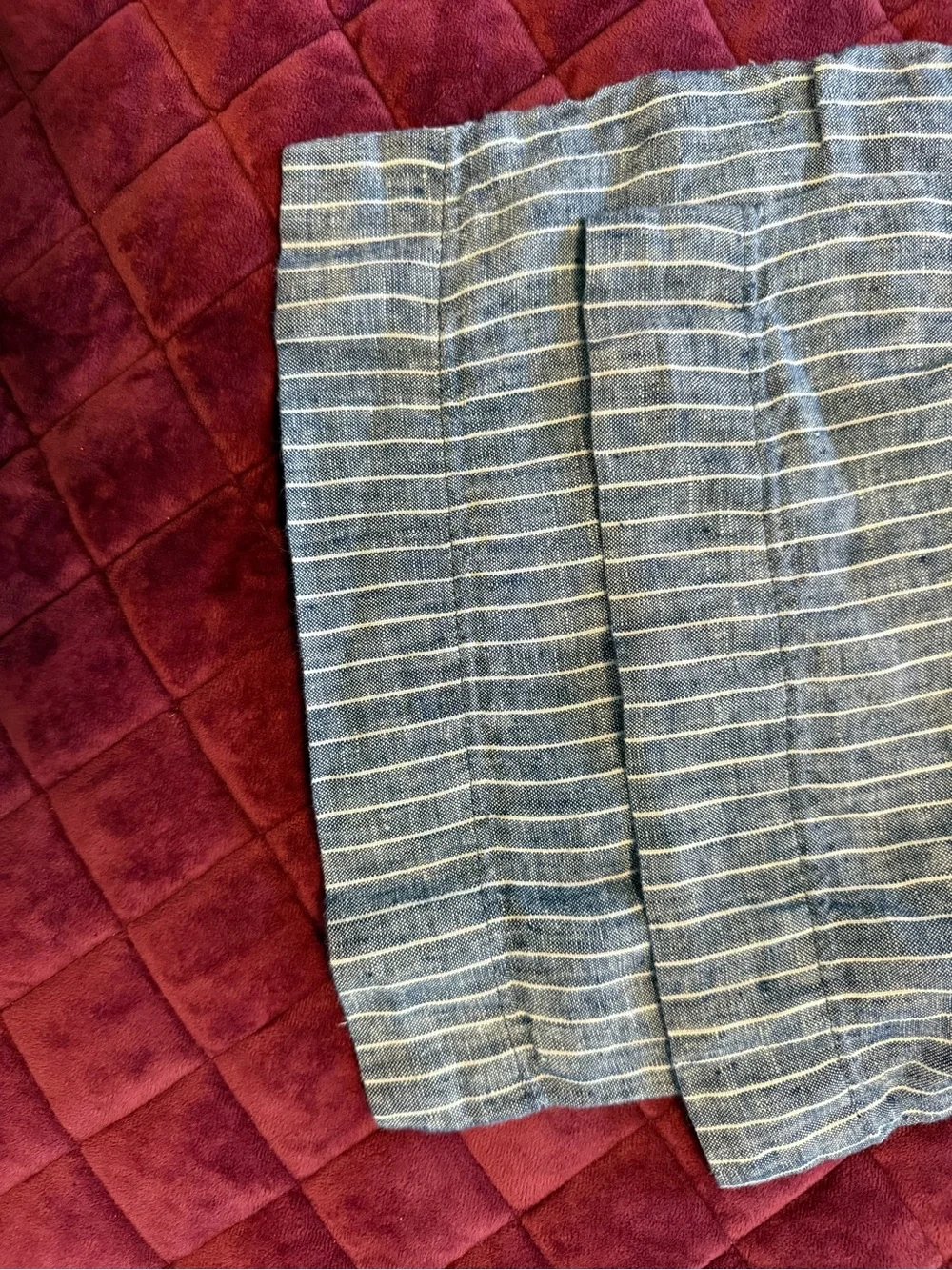 Quince Blue Pinstripe Wide Leg Linen Pants - Women